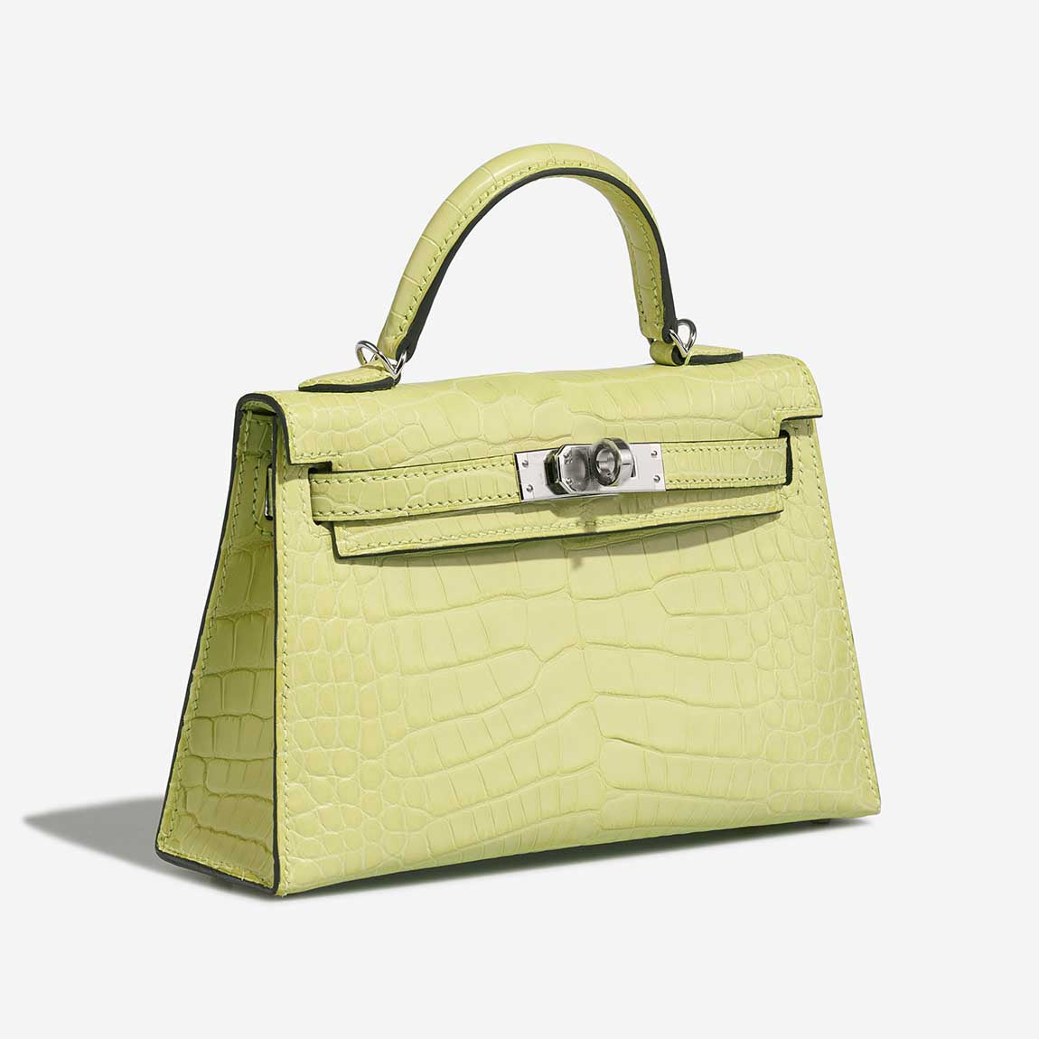 Kelly Mini Matte Alligator Jaune Bourgeon