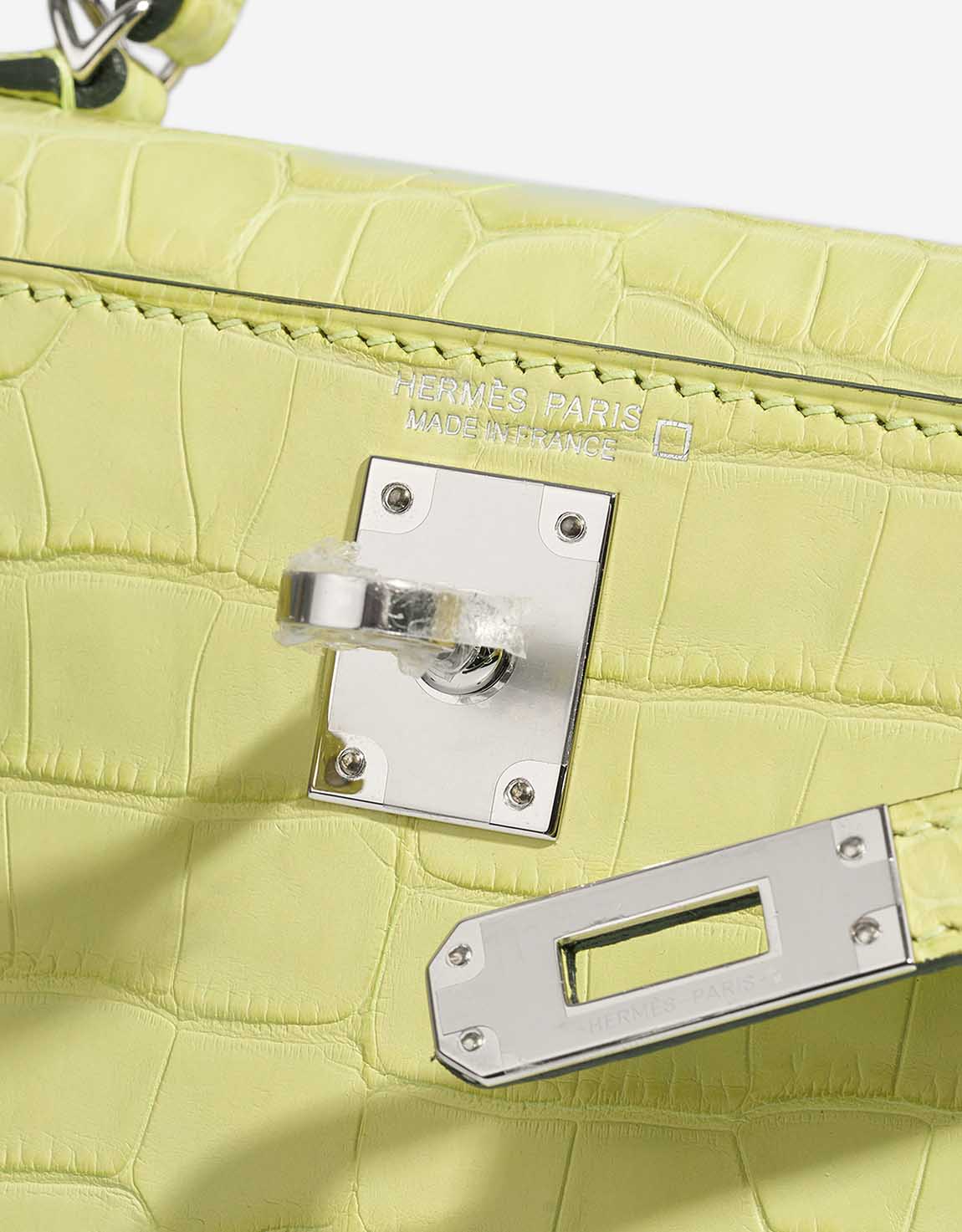 Kelly Mini Matte Alligator Jaune Bourgeon