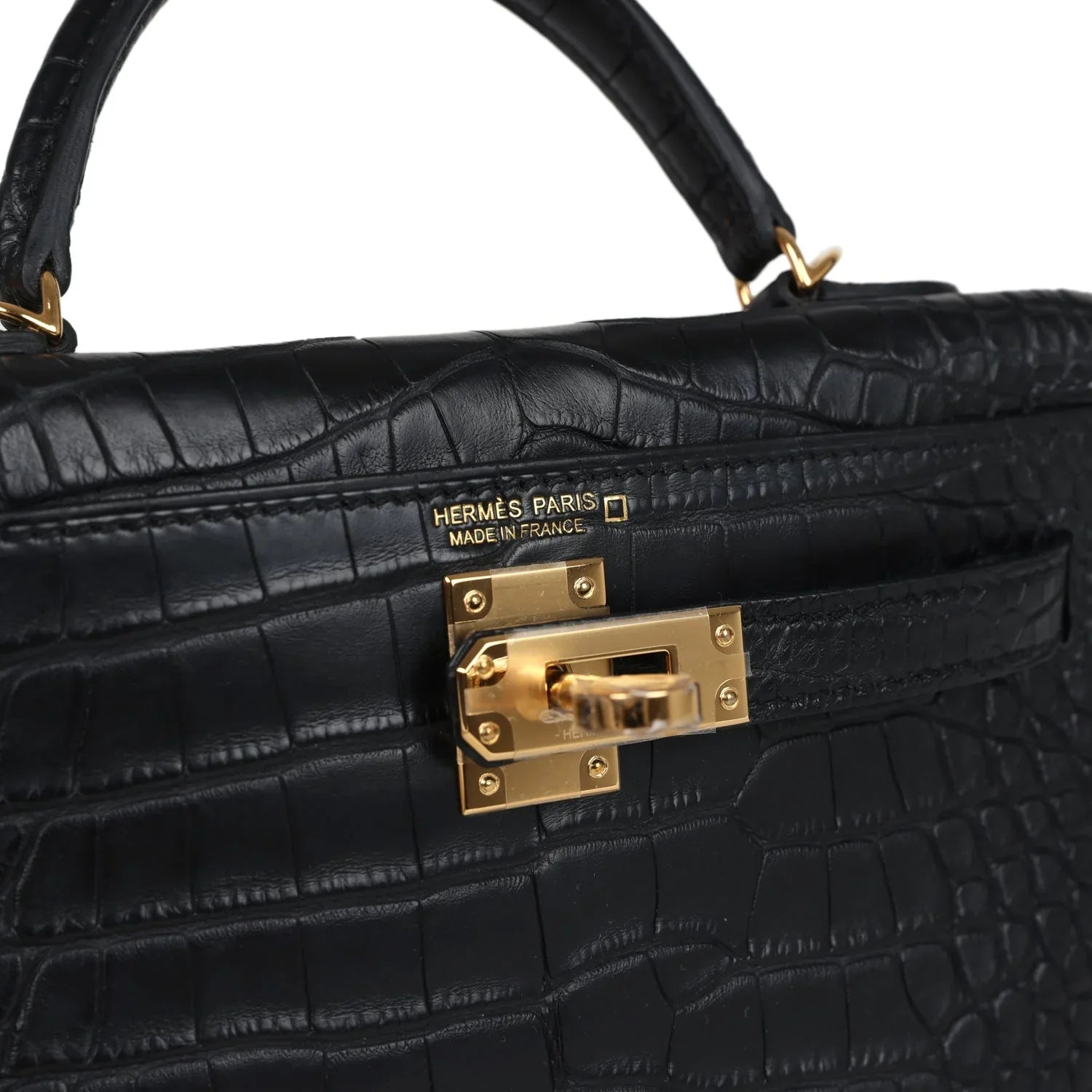 Kelly Sellier 20 Black Matte Alligator Gold Hardware