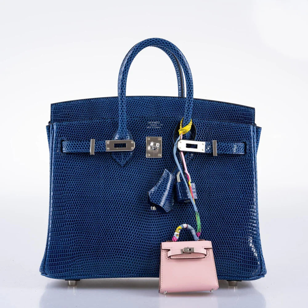BIRKIN 25 BLUE SAPPHIRE NILOTICUS LIZARD PALLADIUM HARDWARE