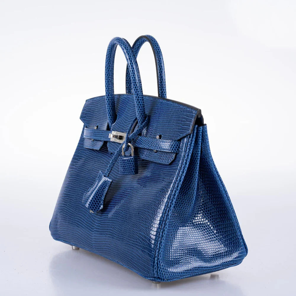 BIRKIN 25 BLUE SAPPHIRE NILOTICUS LIZARD PALLADIUM HARDWARE
