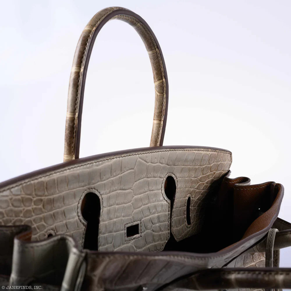 BIRKIN 30 GRIS CENDRE HIMALAYA NILOTICUS CROCODILE PALLADIUM HARDWARE
