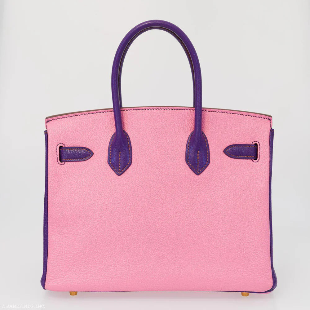 BIRKIN 30 HSS ROSE CONFETTI & ANEMONE CHEVRE LEATHER BRUSHED GOLD HARDWARE - 2014, R SQUARE