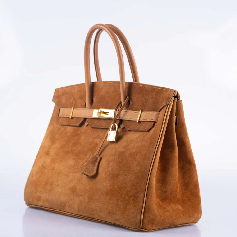 BIRKIN 35 FAUVE DOBLIS SUEDE & NUBUCK WITH GOLD HARDWARE