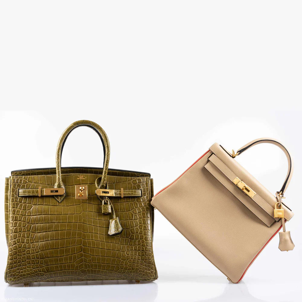 BIRKIN 35 MATTE VERT VERONESE POROSUS CROCODILE GOLD HARDWARE
