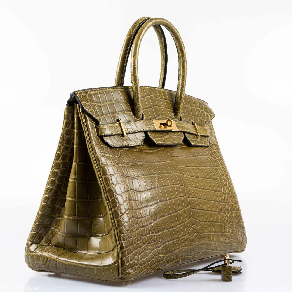 BIRKIN 35 MATTE VERT VERONESE POROSUS CROCODILE GOLD HARDWARE