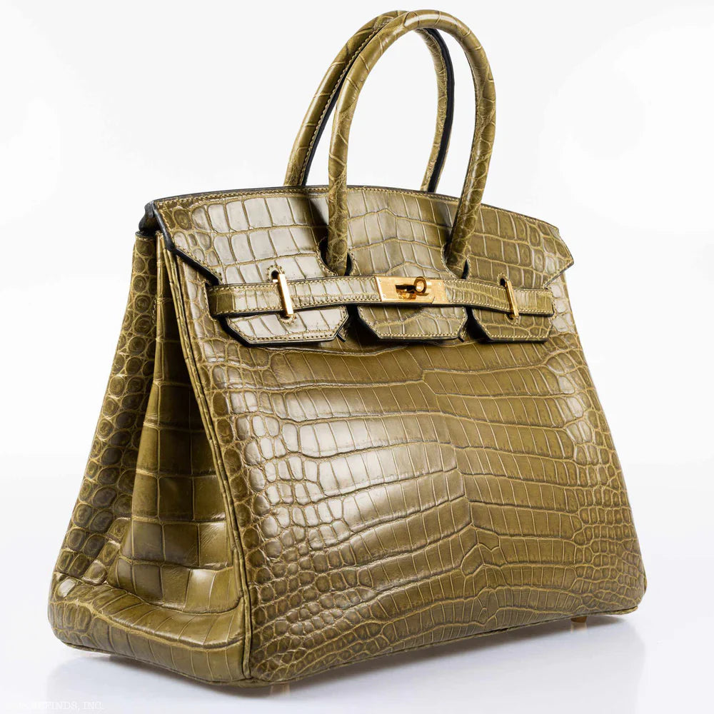 BIRKIN 35 MATTE VERT VERONESE POROSUS CROCODILE GOLD HARDWARE