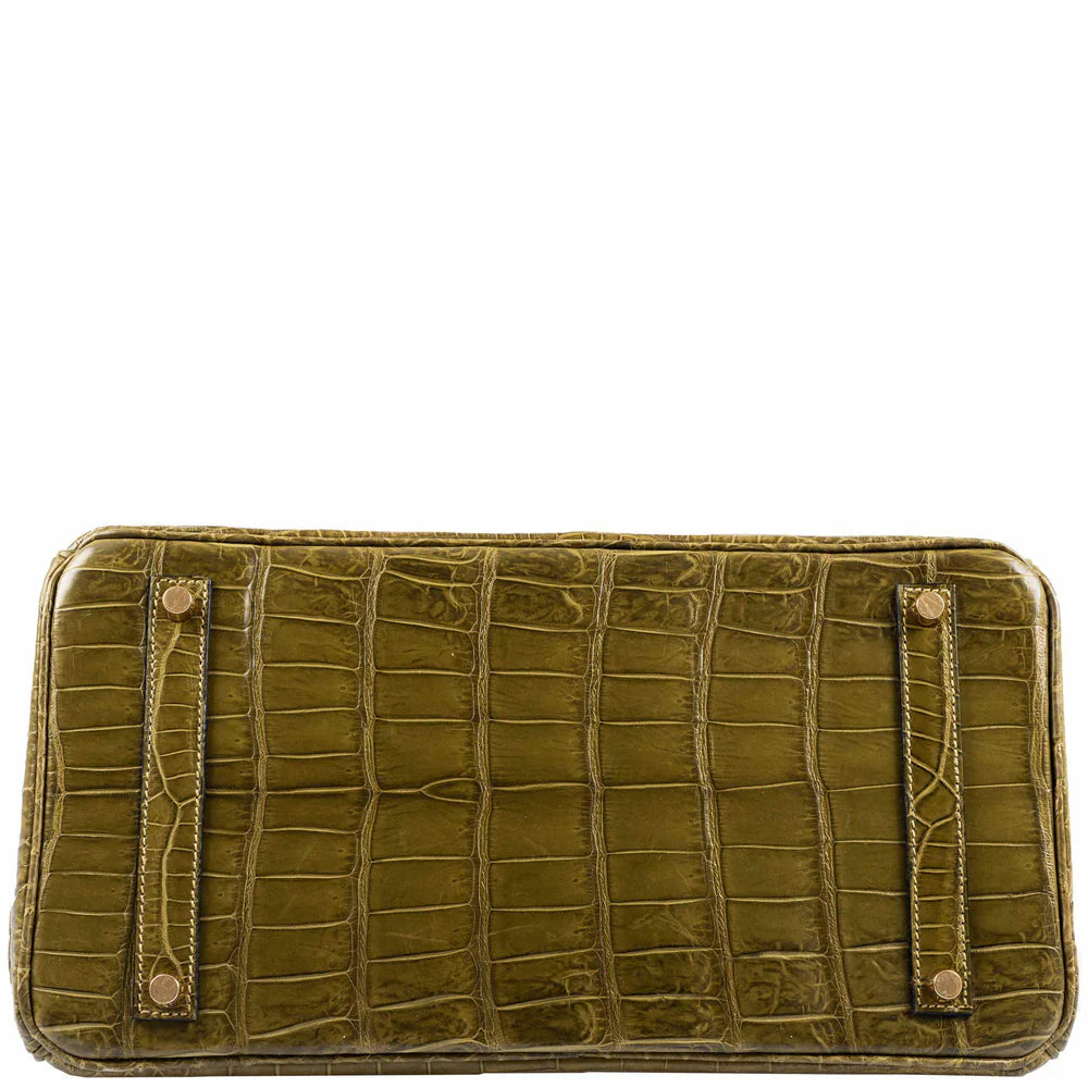 BIRKIN 35 MATTE VERT VERONESE POROSUS CROCODILE GOLD HARDWARE
