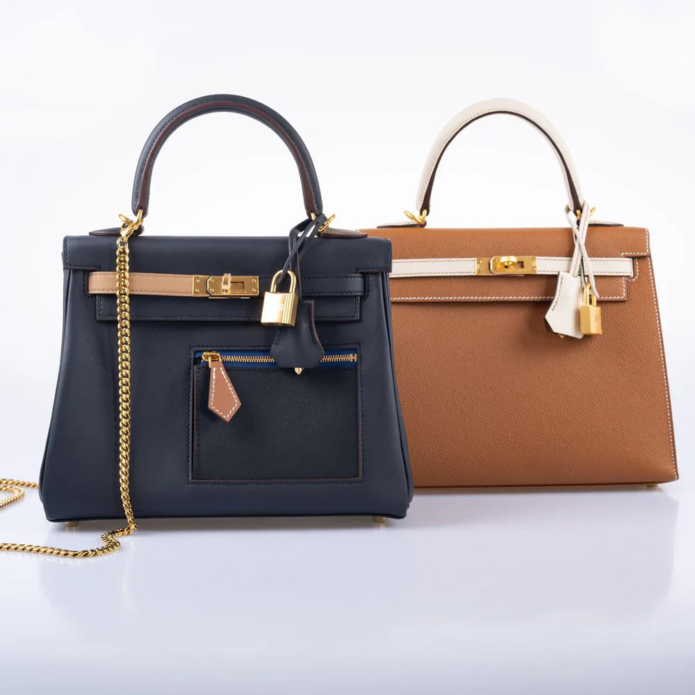 COLORMATIC KELLY 25 RETOURNE BLEU NUIT GOLD HARDWARE