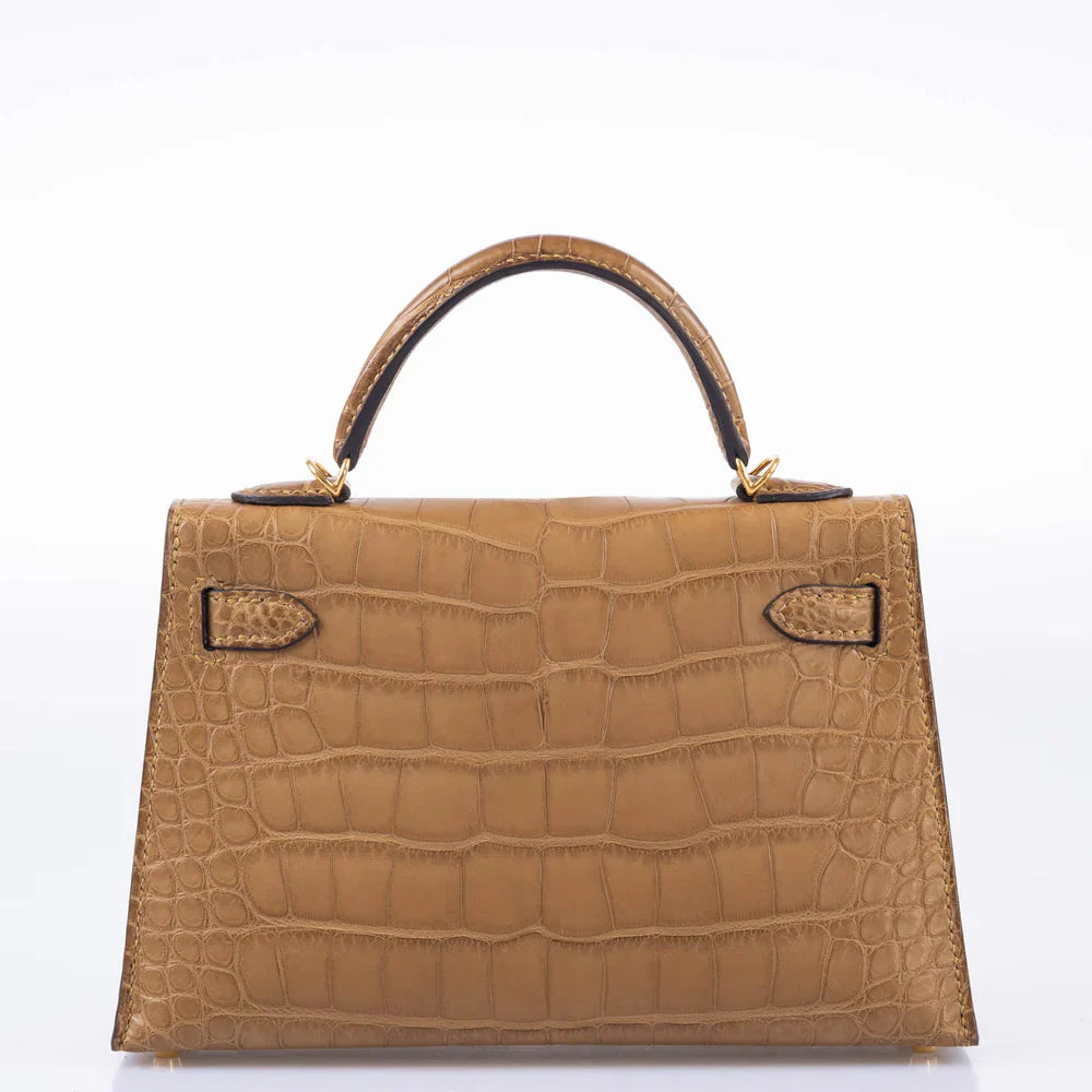 KELLY 20 MINI II SELLIER KRAFT MATTE ALLIGATOR WITH GOLD HARDWARE