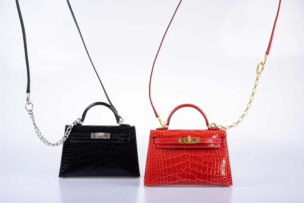 KELLY 20 MINI II SELLIER ROUGE DE COEUR SHINY ALLIGATOR WITH GOLD HARDWARE