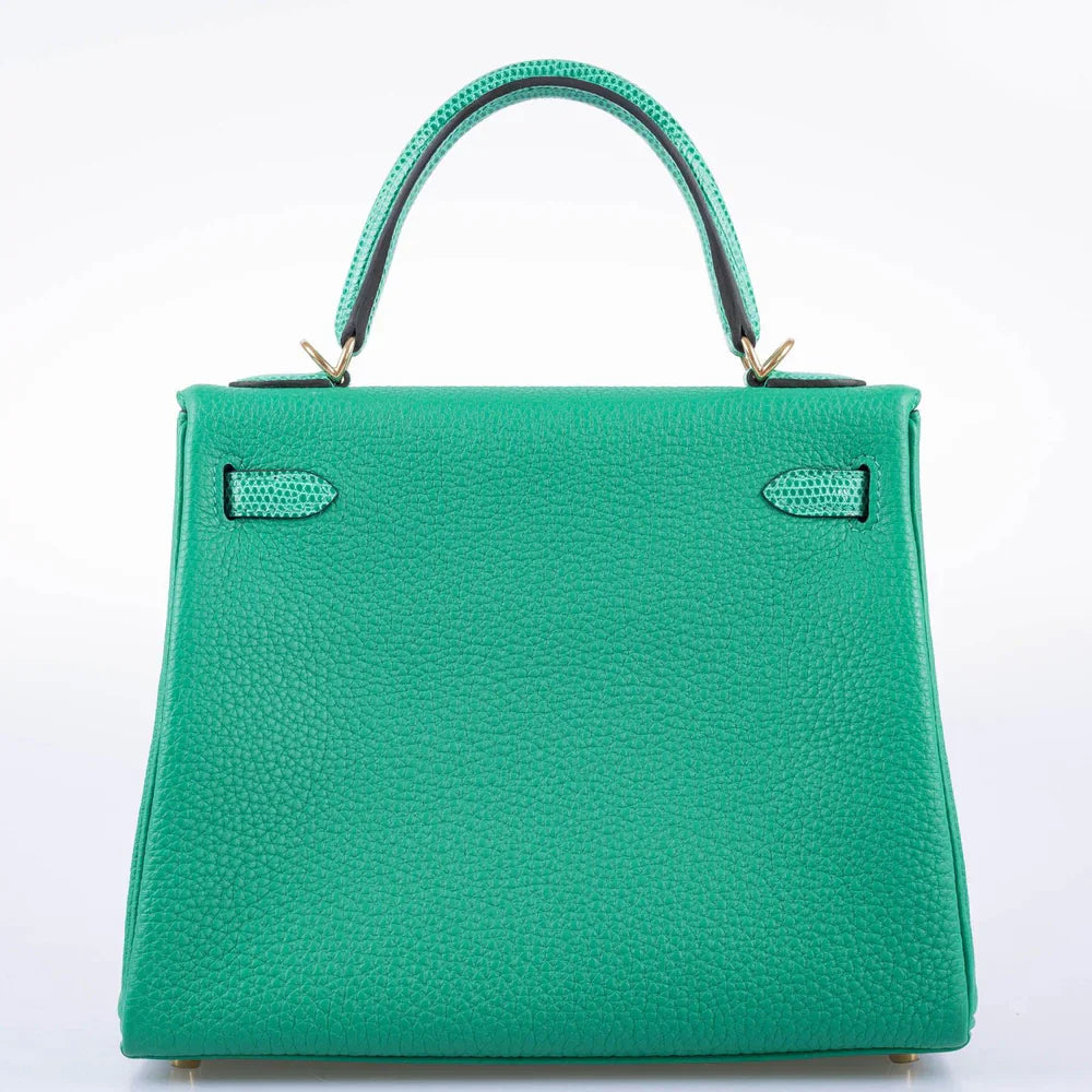 KELLY 25 RETOURNE TOUCH MENTHE TOGO AND LIZARD GOLD HARDWARE