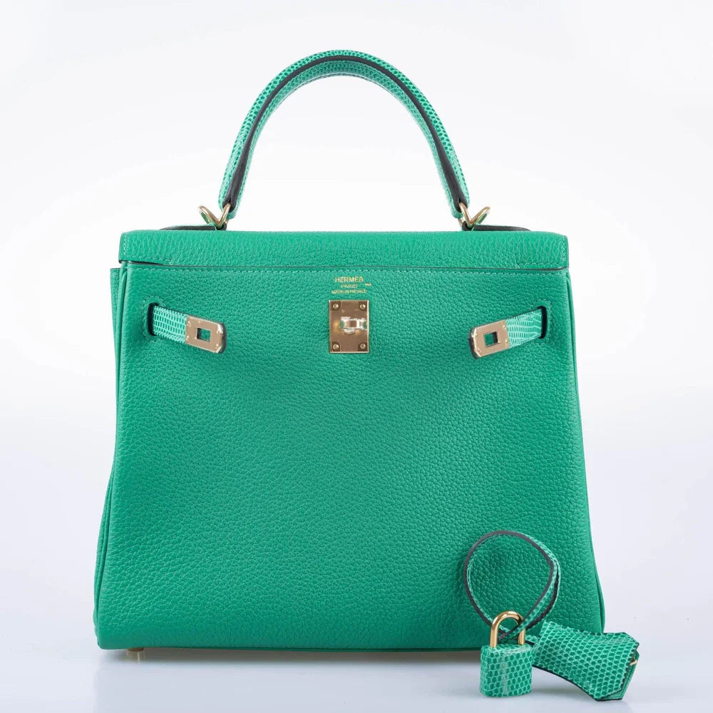 KELLY 25 RETOURNE TOUCH MENTHE TOGO AND LIZARD GOLD HARDWARE