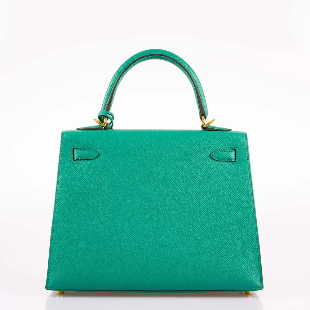 KELLY 25 SELLIER VERT JADE EPSOM WITH GOLD HARDWARE