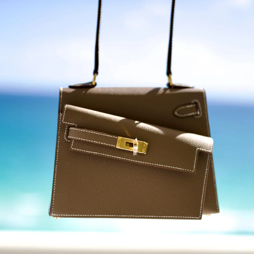 KELLY II SELLIER EN DÉSORDRE 20 ETOUPE EPSOM GOLD HARDWARE