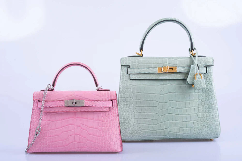 KELLY MINI 20 SELLIER BUBBLEGUM 5P PINK MATTE ALLIGATOR PALLADIUM HARDWARE