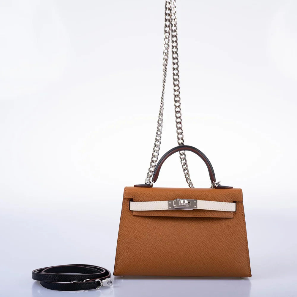 TRICOLOR MINI KELLY 20 GOLD, NATA, AND BLACK EPSOM PALLADIUM HARDWARE