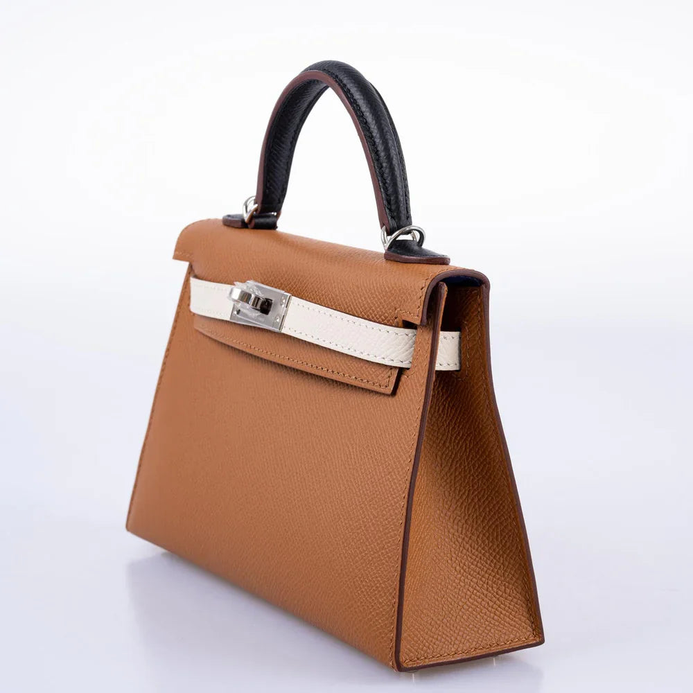 TRICOLOR MINI KELLY 20 GOLD, NATA, AND BLACK EPSOM PALLADIUM HARDWARE