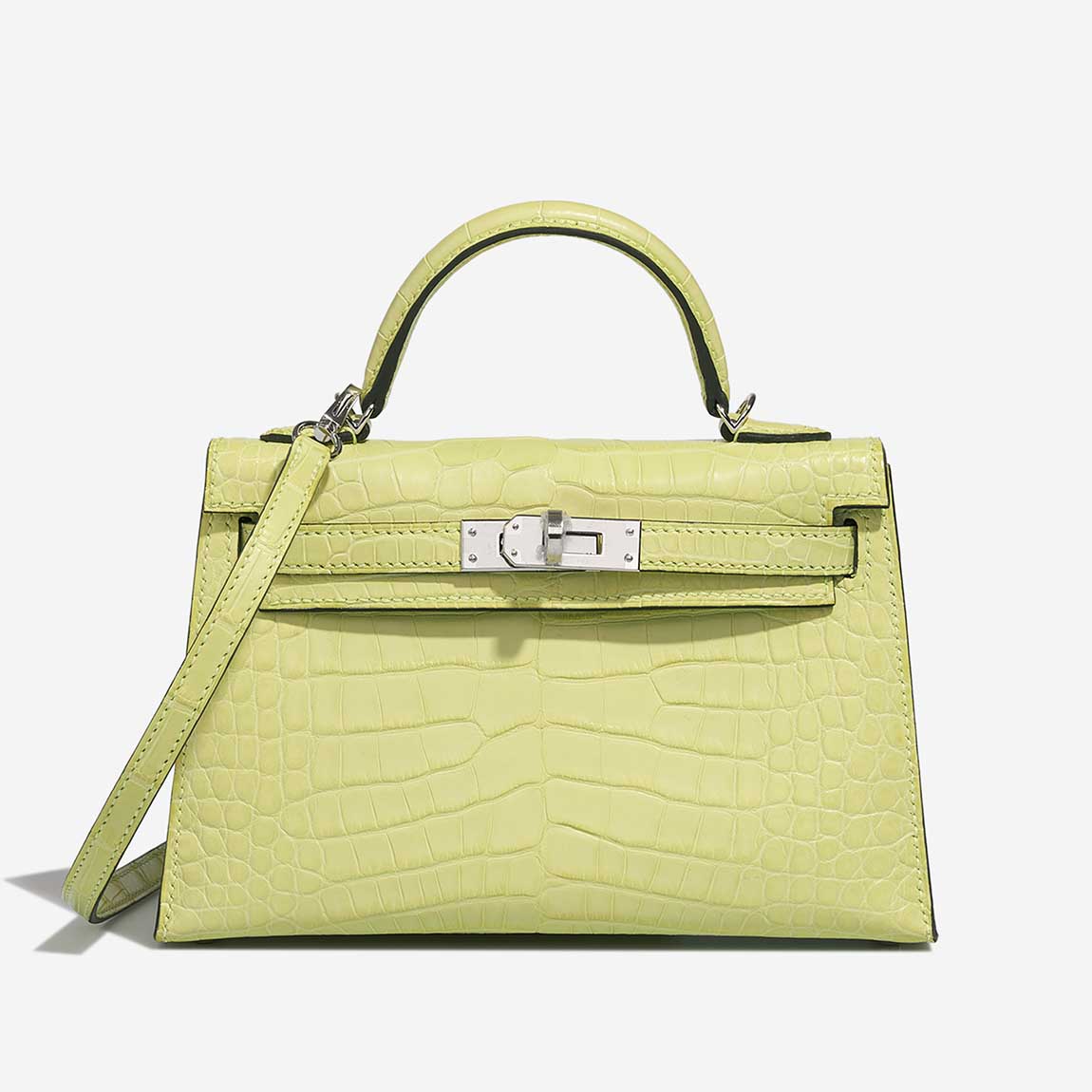 Kelly Mini Matte Alligator Jaune Bourgeon