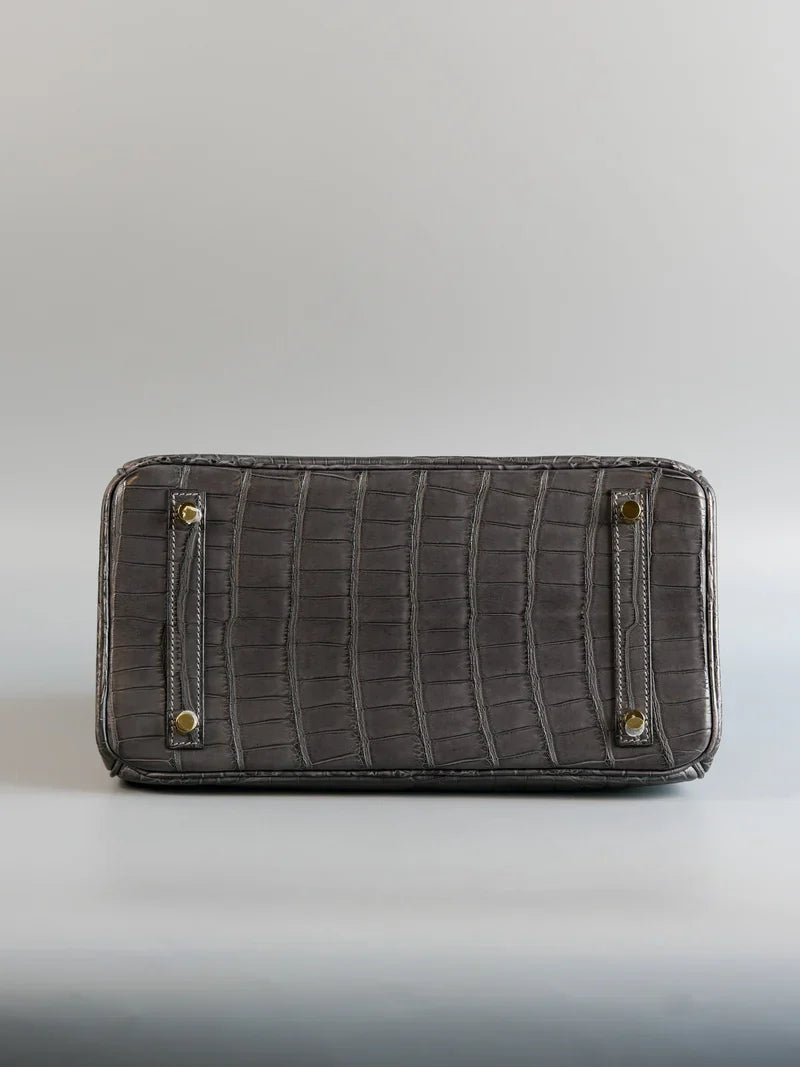 Birkin 30 Graphite Matte Alligator in Gold Hardware