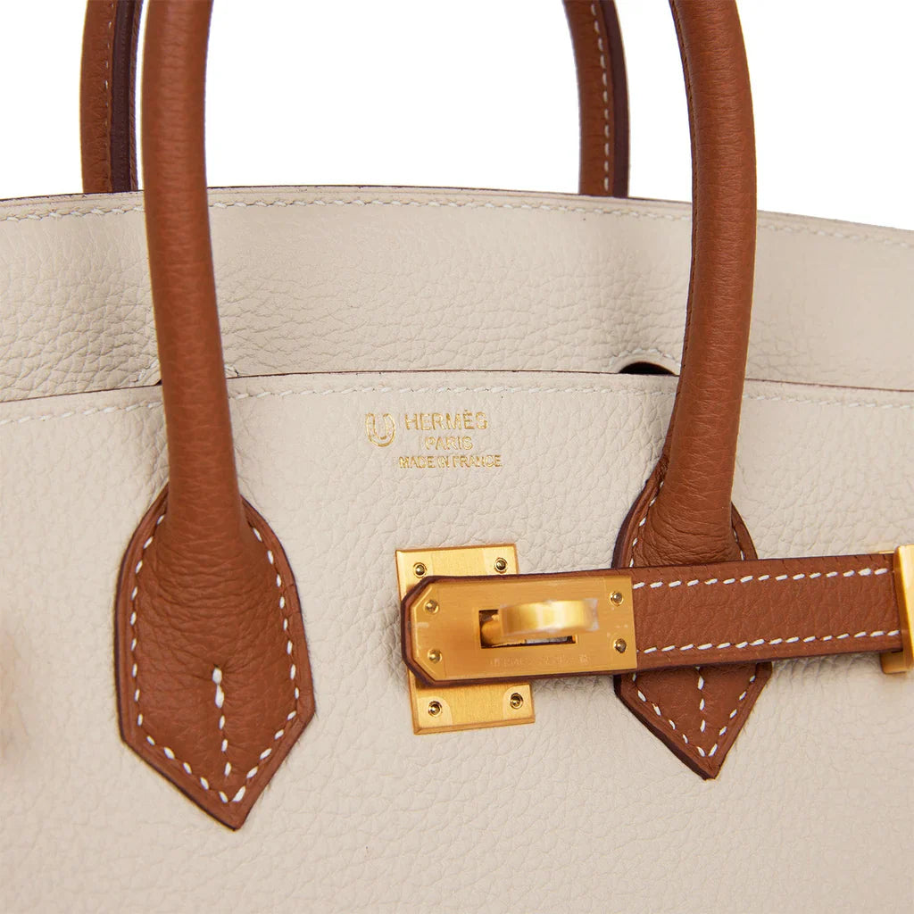 Birkin 25 Craie and Gold Togo Brushed Gold Hardware