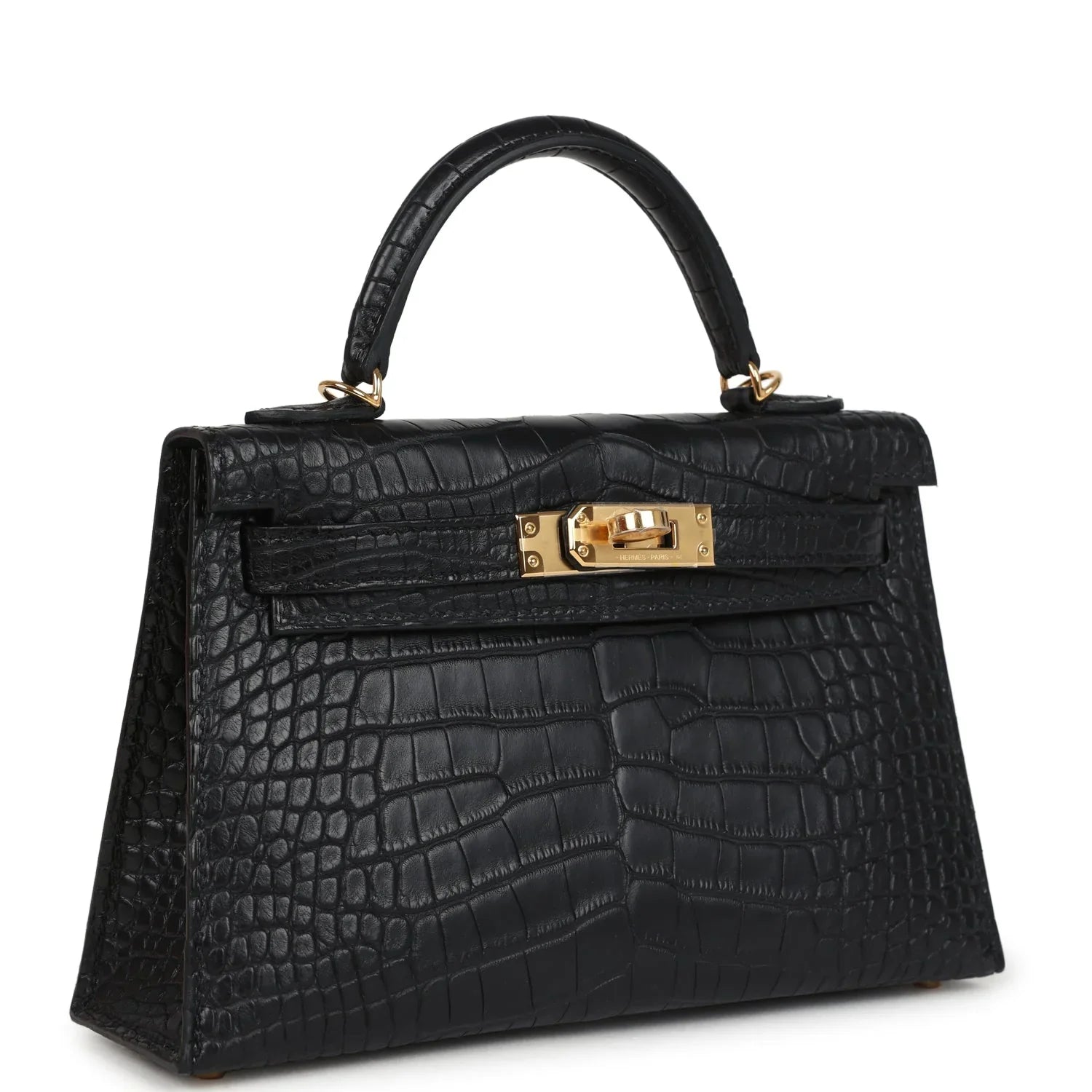 Kelly Sellier 20 Black Matte Alligator Gold Hardware