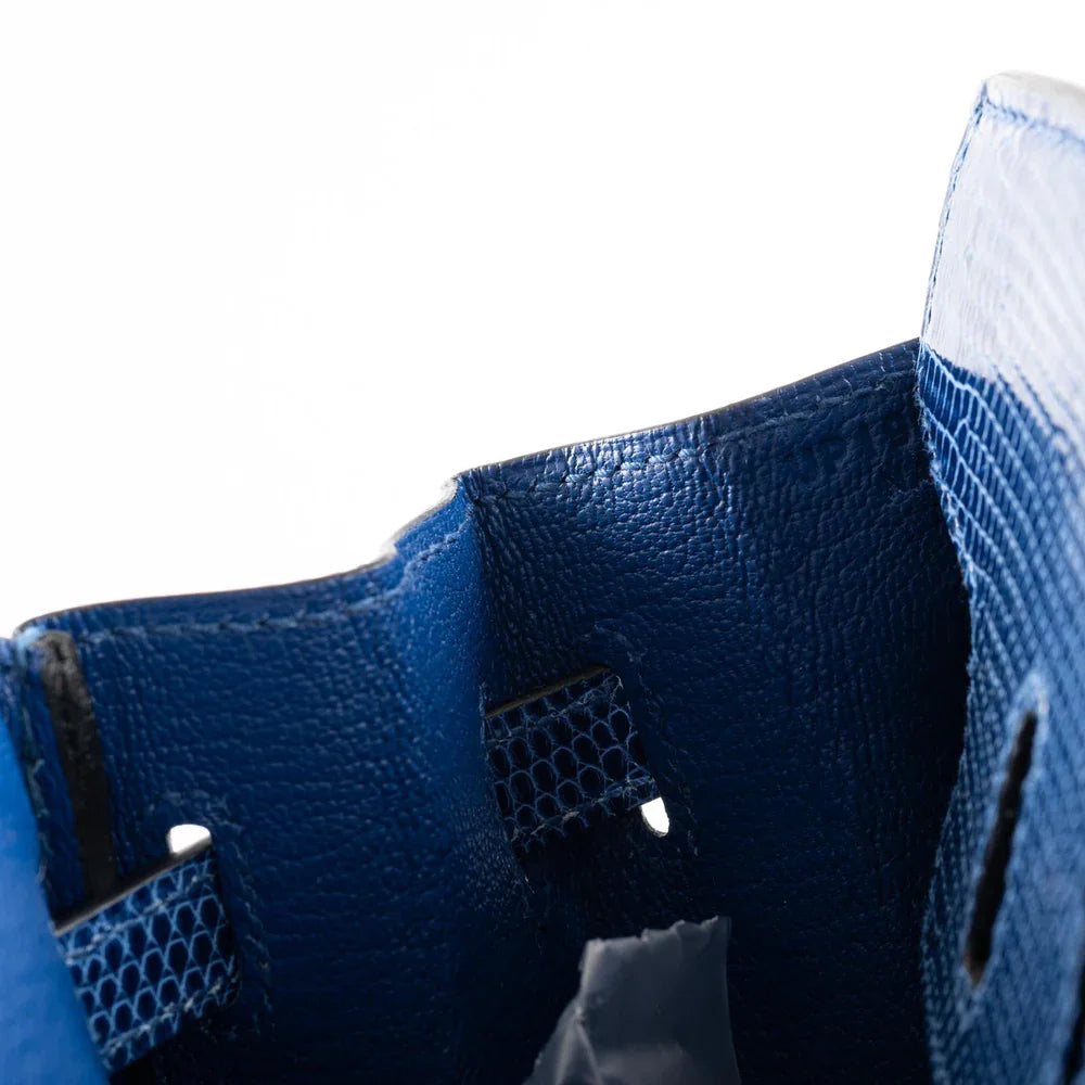 BIRKIN 25 BLUE SAPPHIRE NILOTICUS LIZARD PALLADIUM HARDWARE
