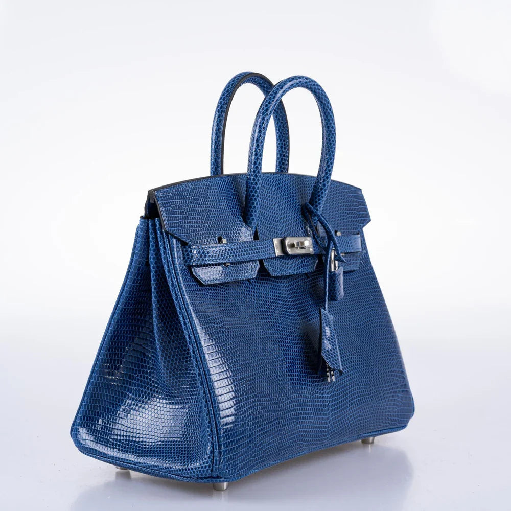 BIRKIN 25 BLUE SAPPHIRE NILOTICUS LIZARD PALLADIUM HARDWARE