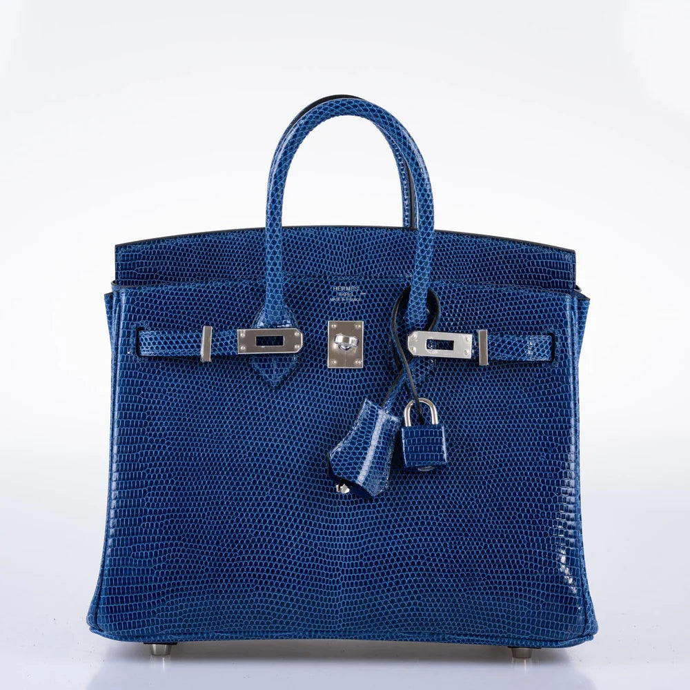 BIRKIN 25 BLUE SAPPHIRE NILOTICUS LIZARD PALLADIUM HARDWARE