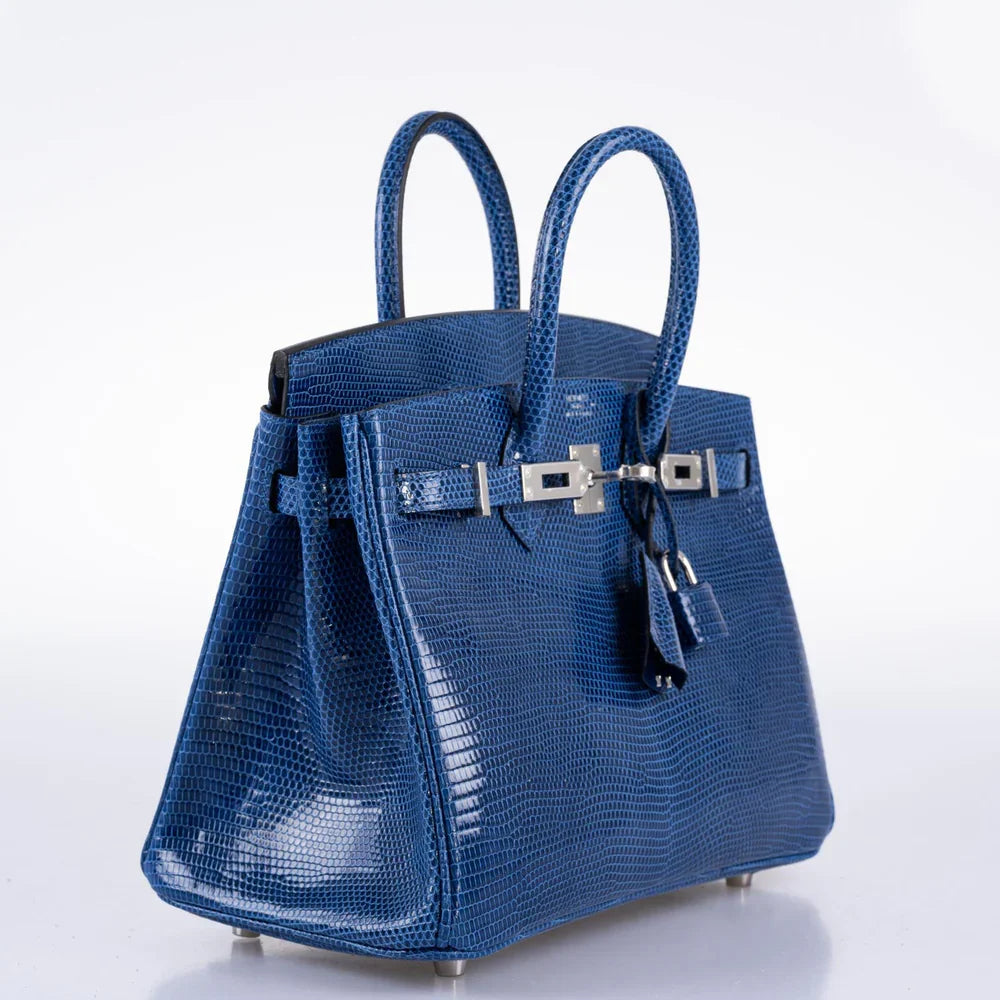 BIRKIN 25 BLUE SAPPHIRE NILOTICUS LIZARD PALLADIUM HARDWARE