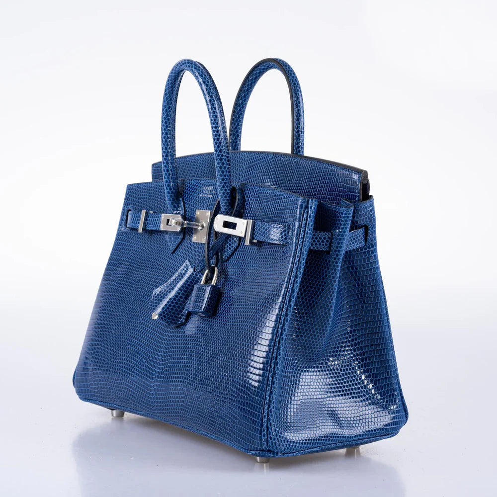 BIRKIN 25 BLUE SAPPHIRE NILOTICUS LIZARD PALLADIUM HARDWARE