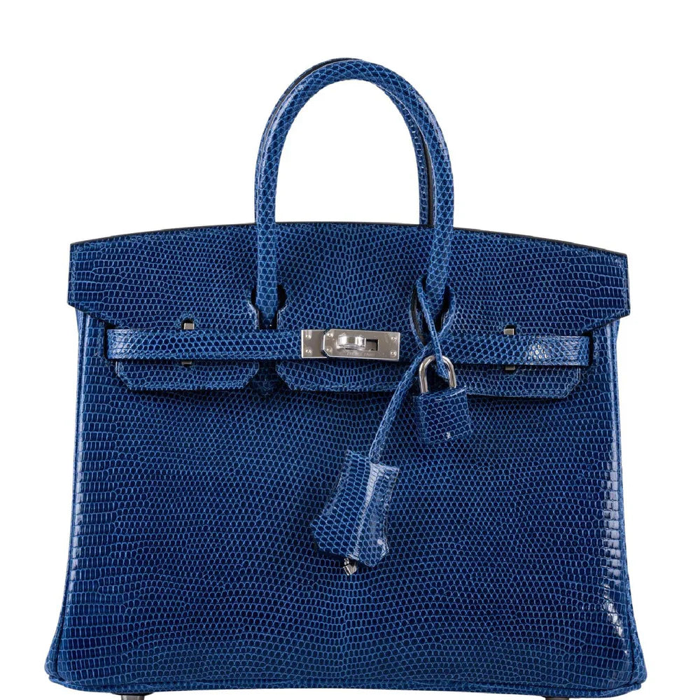 BIRKIN 25 BLUE SAPPHIRE NILOTICUS LIZARD PALLADIUM HARDWARE