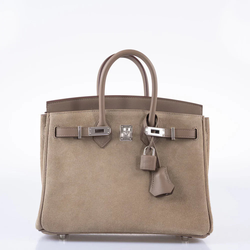 BIRKIN 25 GRIS CAILLOU & ETOUPE GRIZZLY AND SWIFT PALLADIUM HARDWARE