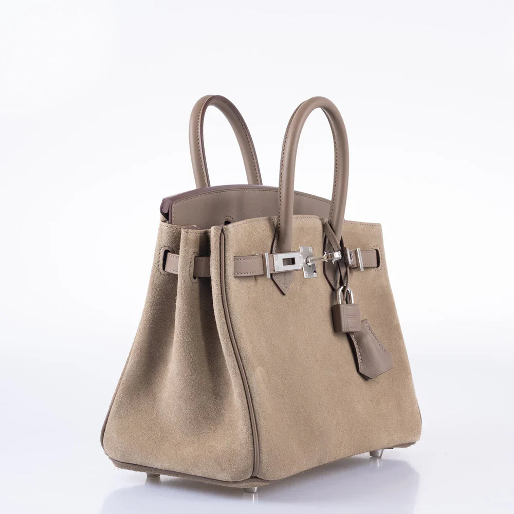 BIRKIN 25 GRIS CAILLOU & ETOUPE GRIZZLY AND SWIFT PALLADIUM HARDWARE