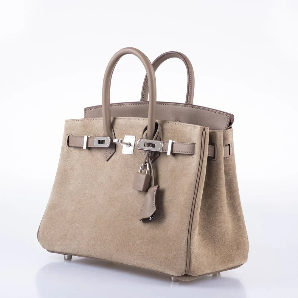 BIRKIN 25 GRIS CAILLOU & ETOUPE GRIZZLY AND SWIFT PALLADIUM HARDWARE