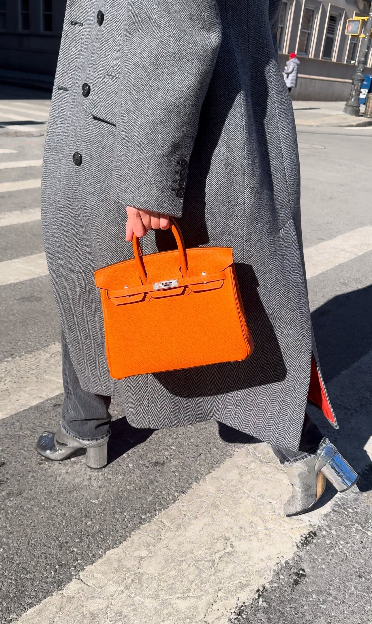 BIRKIN 25 ORANGE MINIUM TOGO PALLADIUM HARDWARE