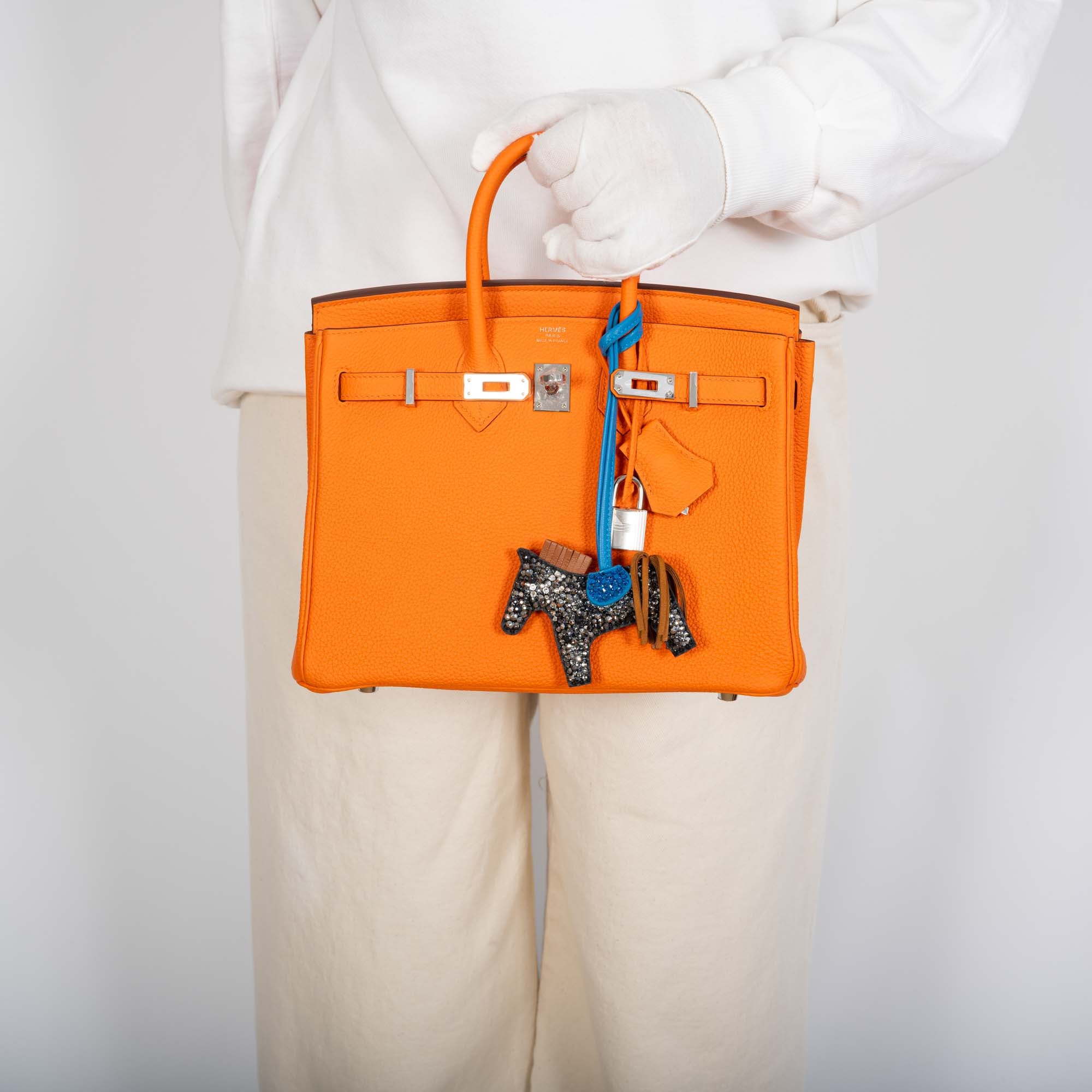 BIRKIN 25 ORANGE MINIUM TOGO PALLADIUM HARDWARE