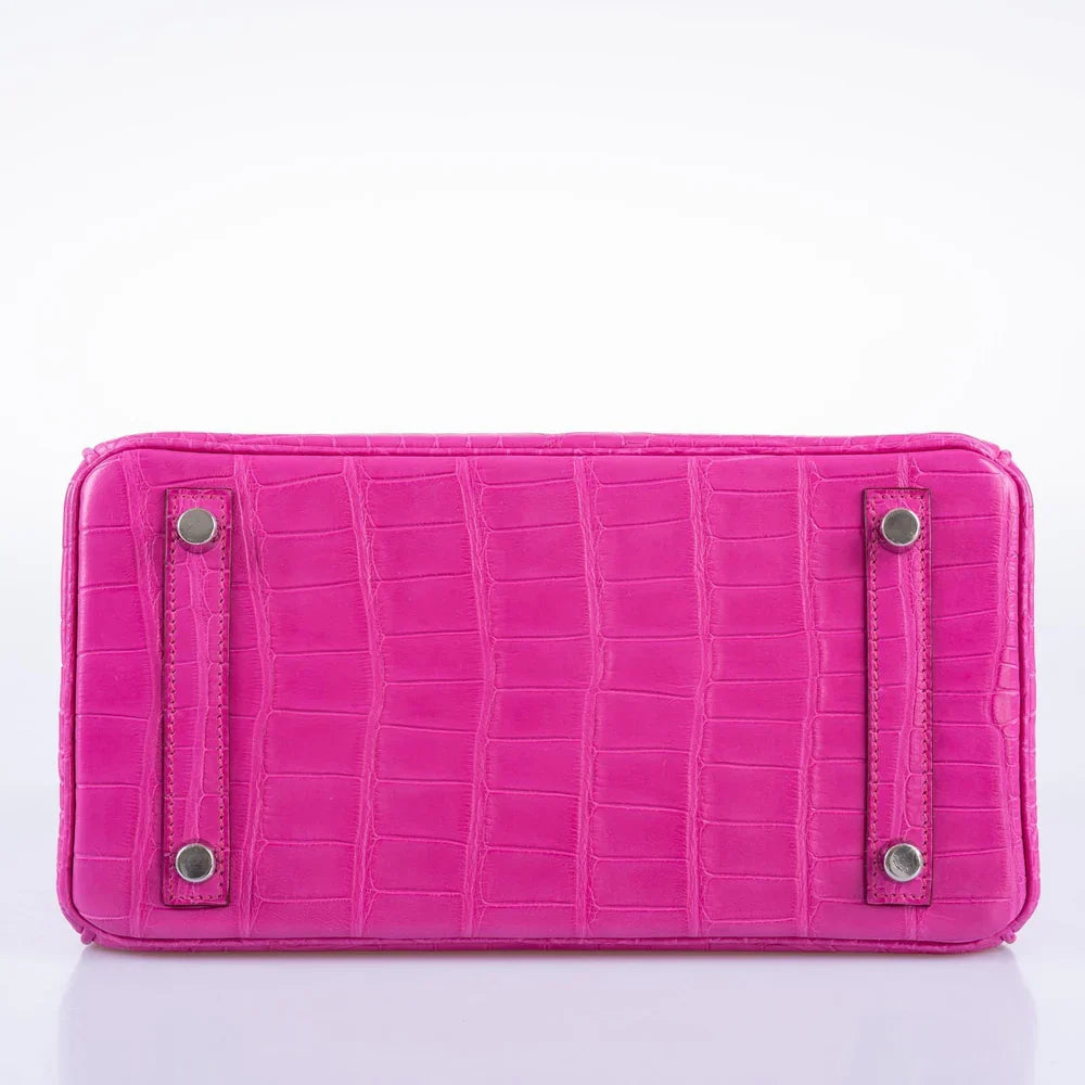 BIRKIN 25 ROSE SHOCKING MATTE ALLIGATOR PALLADIUM HARDWARE