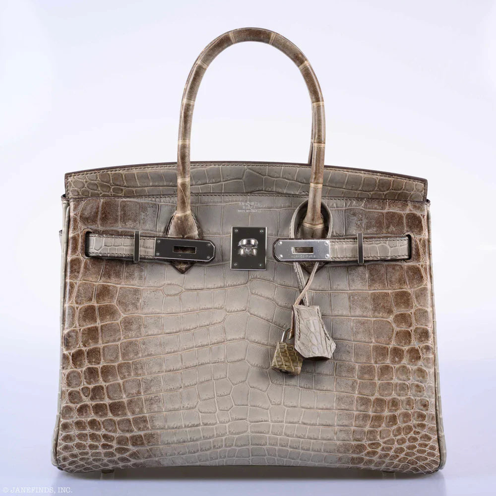 BIRKIN 30 GRIS CENDRE HIMALAYA NILOTICUS CROCODILE PALLADIUM HARDWARE