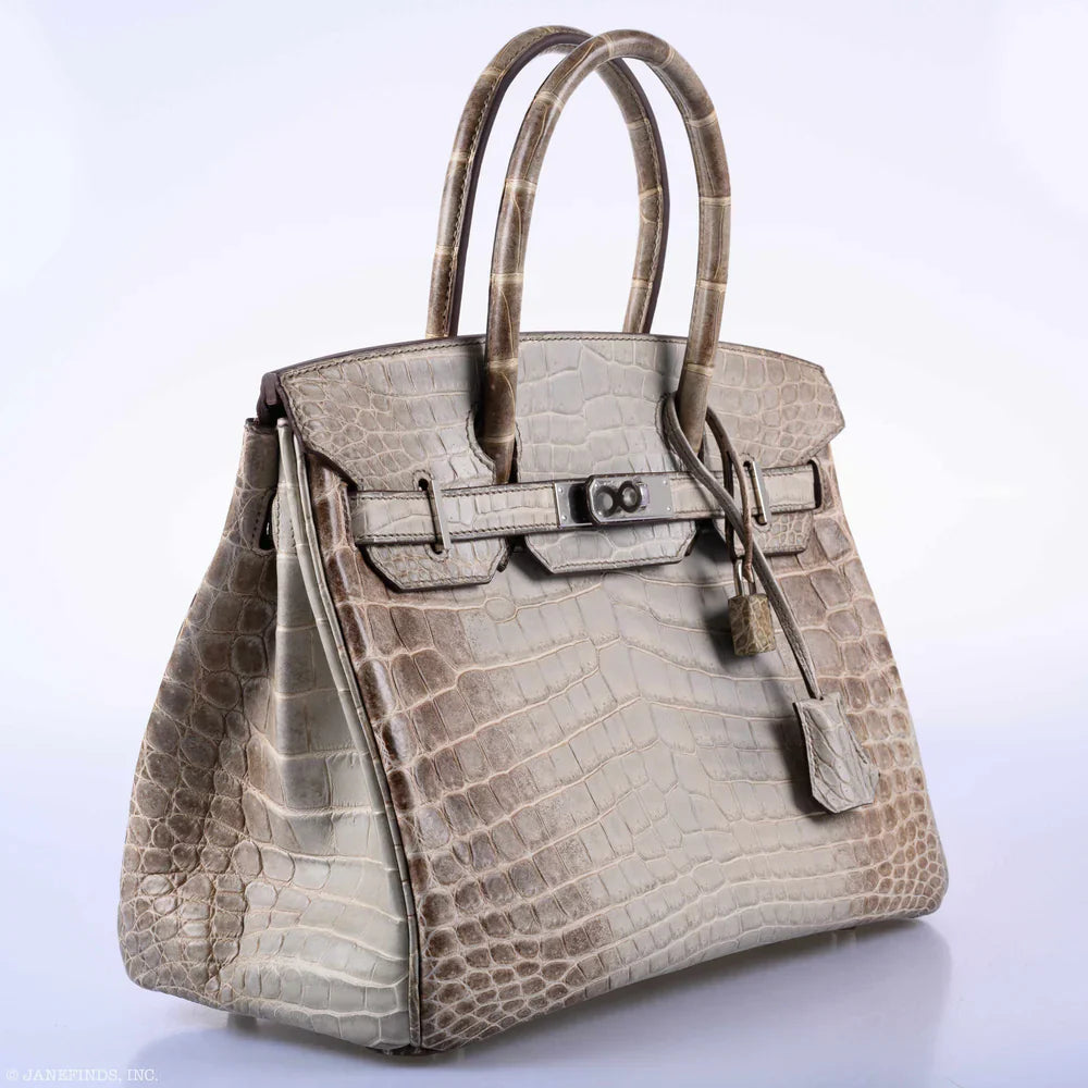 BIRKIN 30 GRIS CENDRE HIMALAYA NILOTICUS CROCODILE PALLADIUM HARDWARE