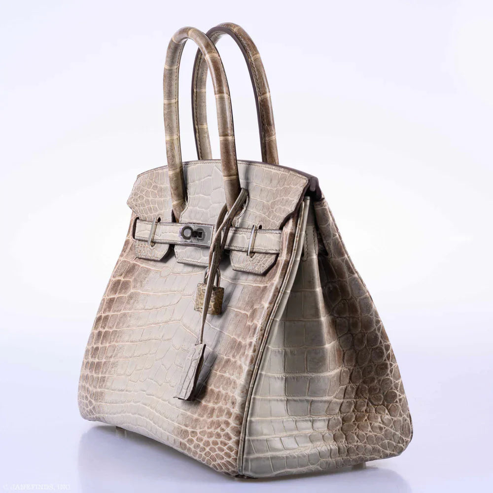 BIRKIN 30 GRIS CENDRE HIMALAYA NILOTICUS CROCODILE PALLADIUM HARDWARE