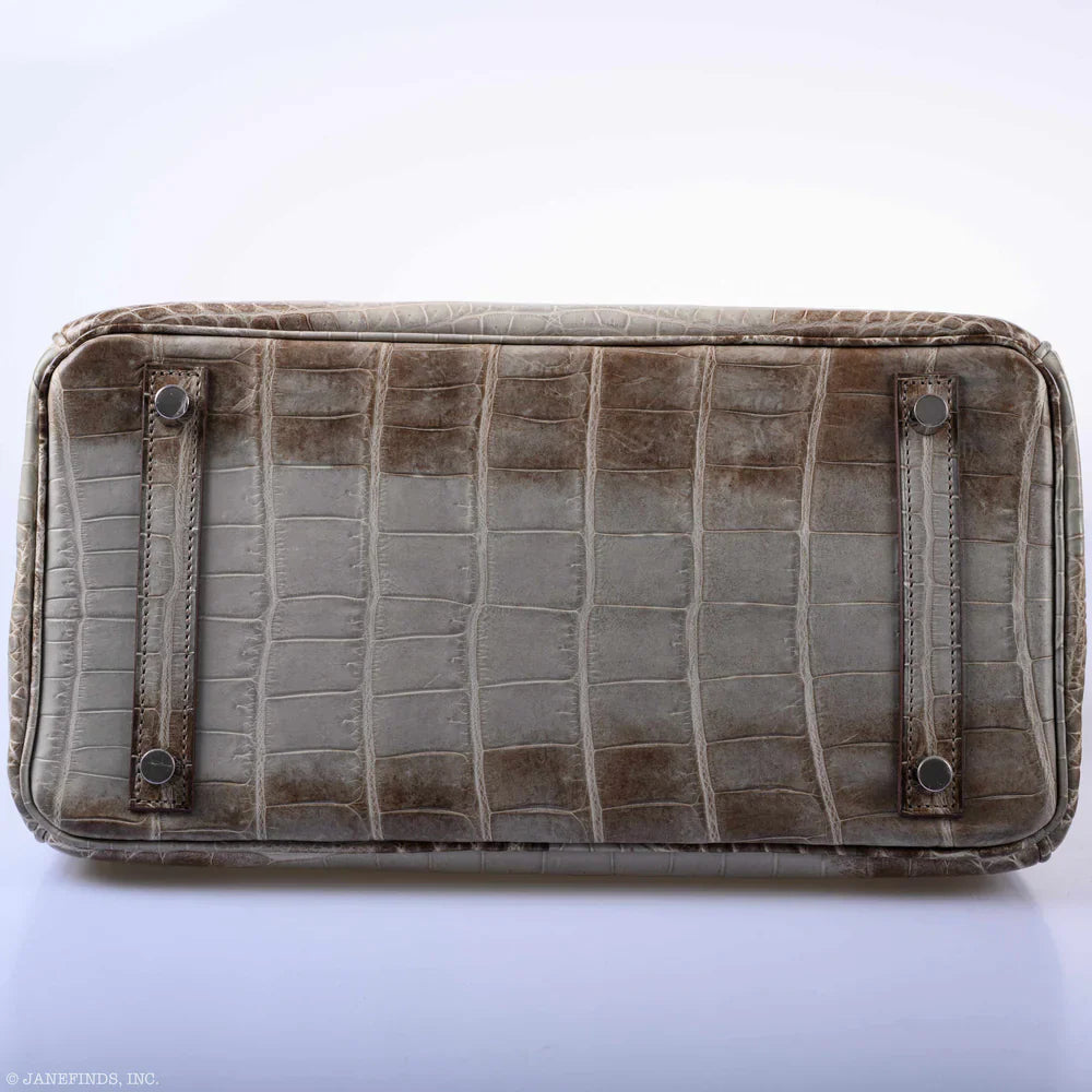 BIRKIN 30 GRIS CENDRE HIMALAYA NILOTICUS CROCODILE PALLADIUM HARDWARE