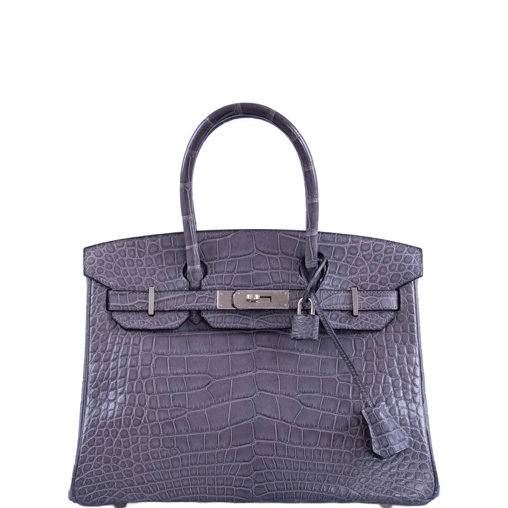 BIRKIN 30 GRIS PARIS MATTE ALLIGATOR WITH PALLADIUM HARDWARE