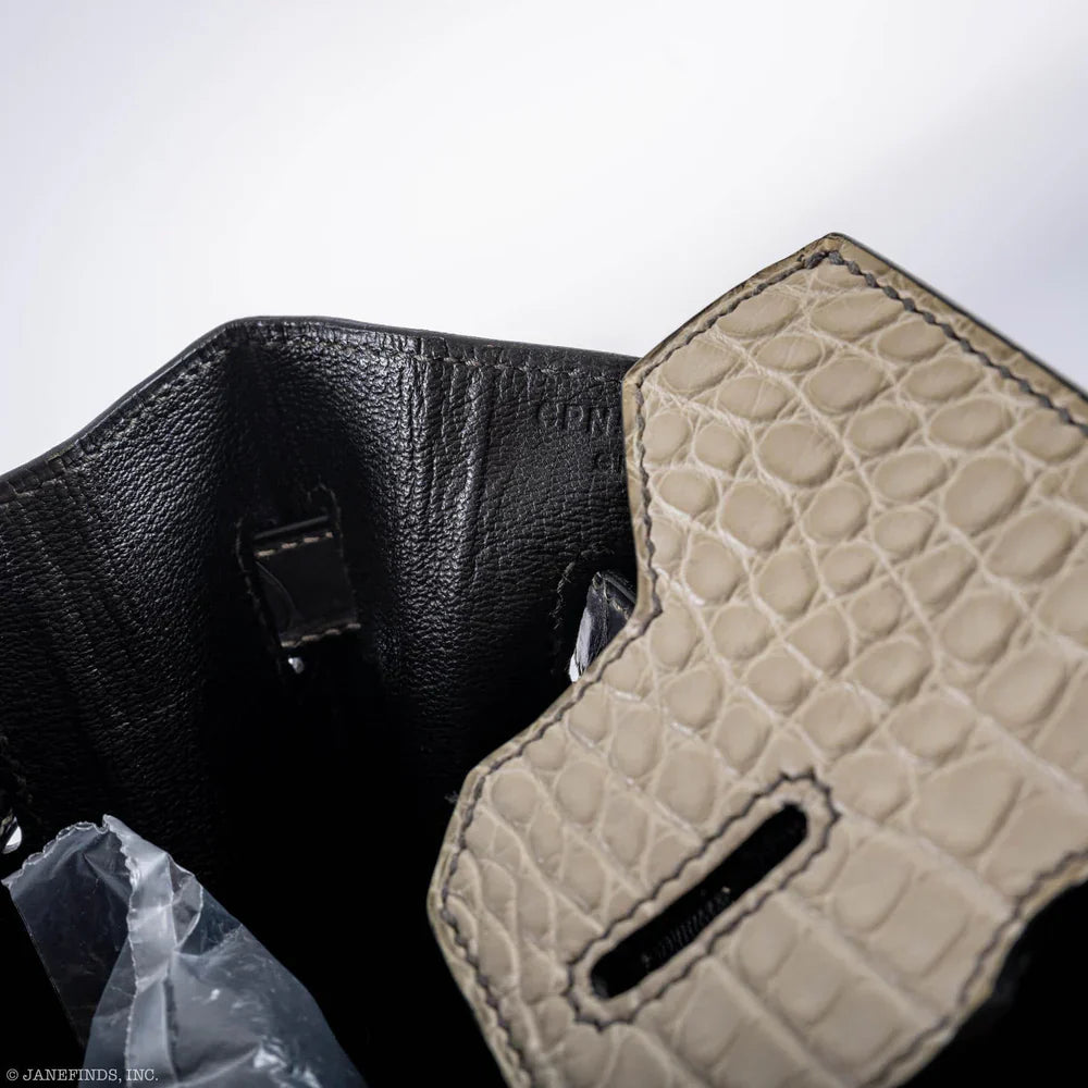 BIRKIN 30 HSS BETON & GRAPHITE MATTE ALLIGATOR BRUSHED PALLADIUM HARDWARE