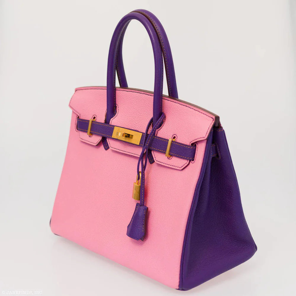 BIRKIN 30 HSS ROSE CONFETTI & ANEMONE CHEVRE LEATHER BRUSHED GOLD HARDWARE - 2014, R SQUARE