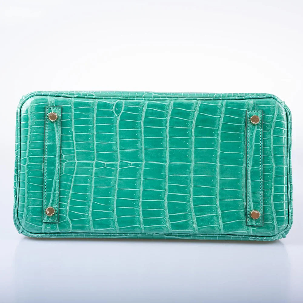 BIRKIN 30 VERT JADE SHINY POROSUS CROCODILE GOLD HARDWARE
