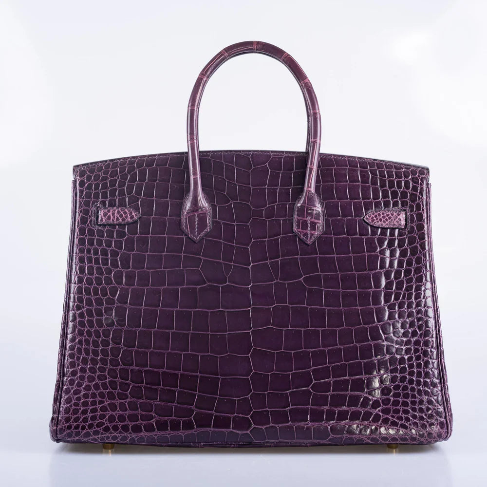 BIRKIN 35 AMETHYST POROSUS CROCODILE WITH GOLD HARDWARE