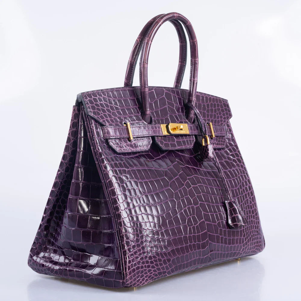 BIRKIN 25 GRIS CAILLOU & ETOUPE GRIZZLY AND SWIFT PALLADIUM HARDWARE (CopHERMÈS BIRKIN 35 AMETHYST POROSUS CROCODILE WITH GOLD HARDWAREy)