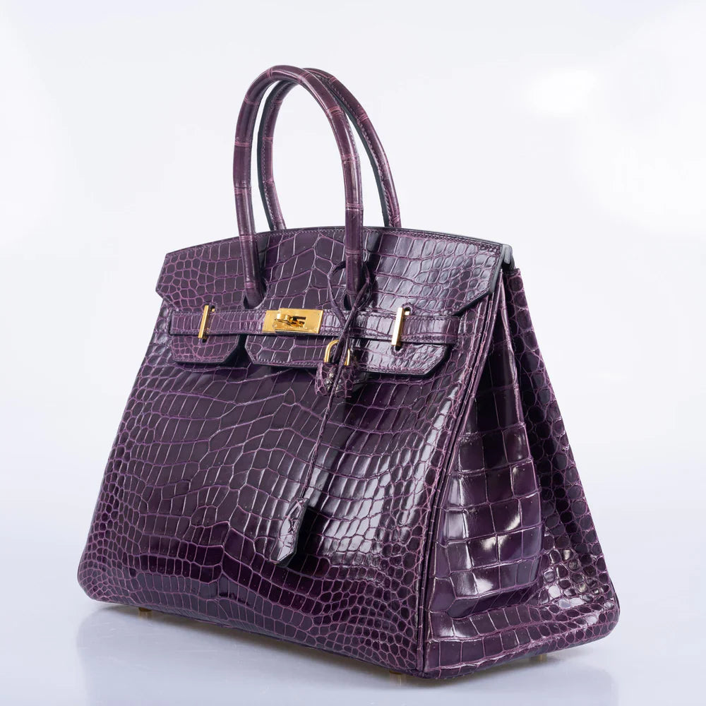 BIRKIN 25 GRIS CAILLOU & ETOUPE GRIZZLY AND SWIFT PALLADIUM HARDWARE (CopHERMÈS BIRKIN 35 AMETHYST POROSUS CROCODILE WITH GOLD HARDWAREy)