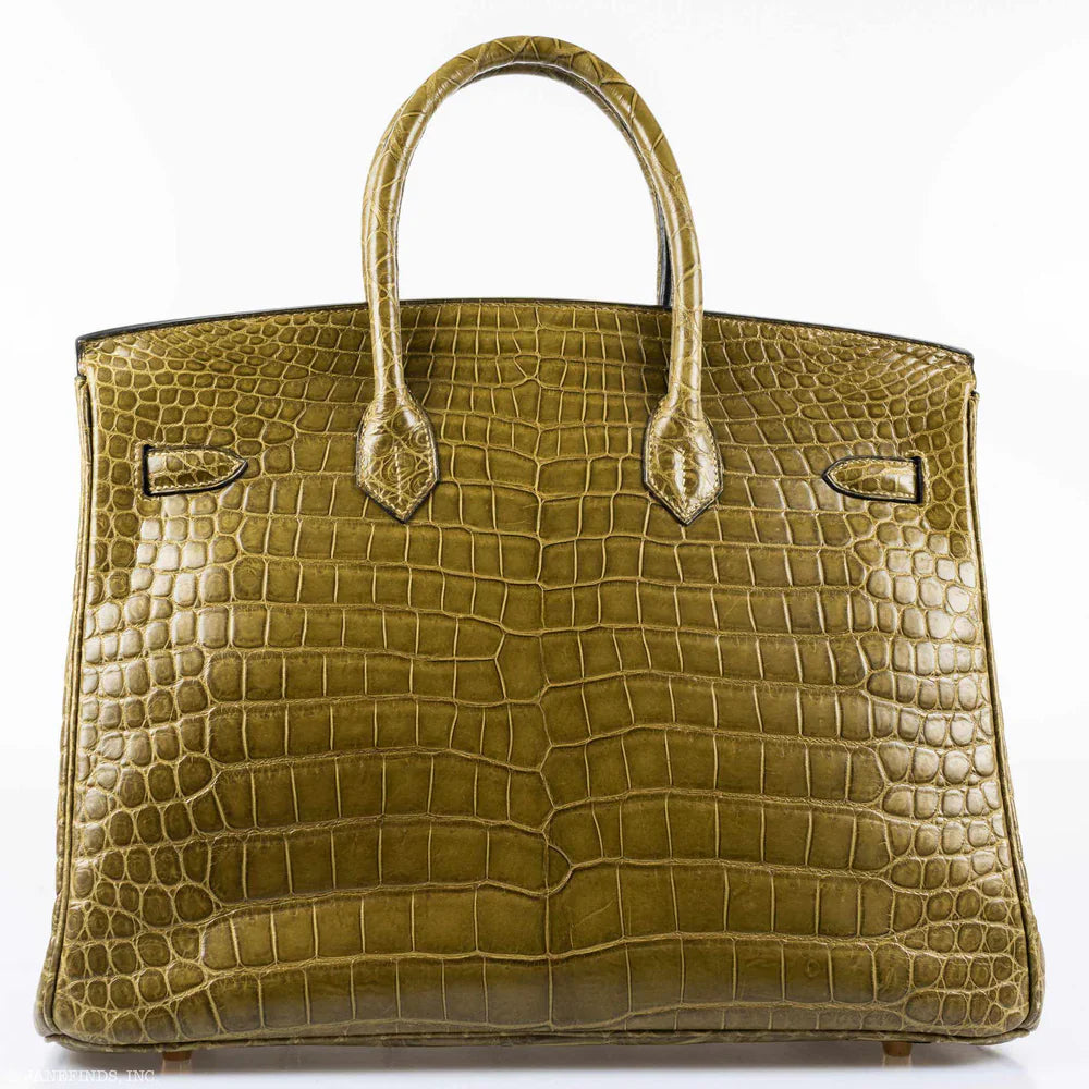 BIRKIN 35 MATTE VERT VERONESE POROSUS CROCODILE GOLD HARDWARE